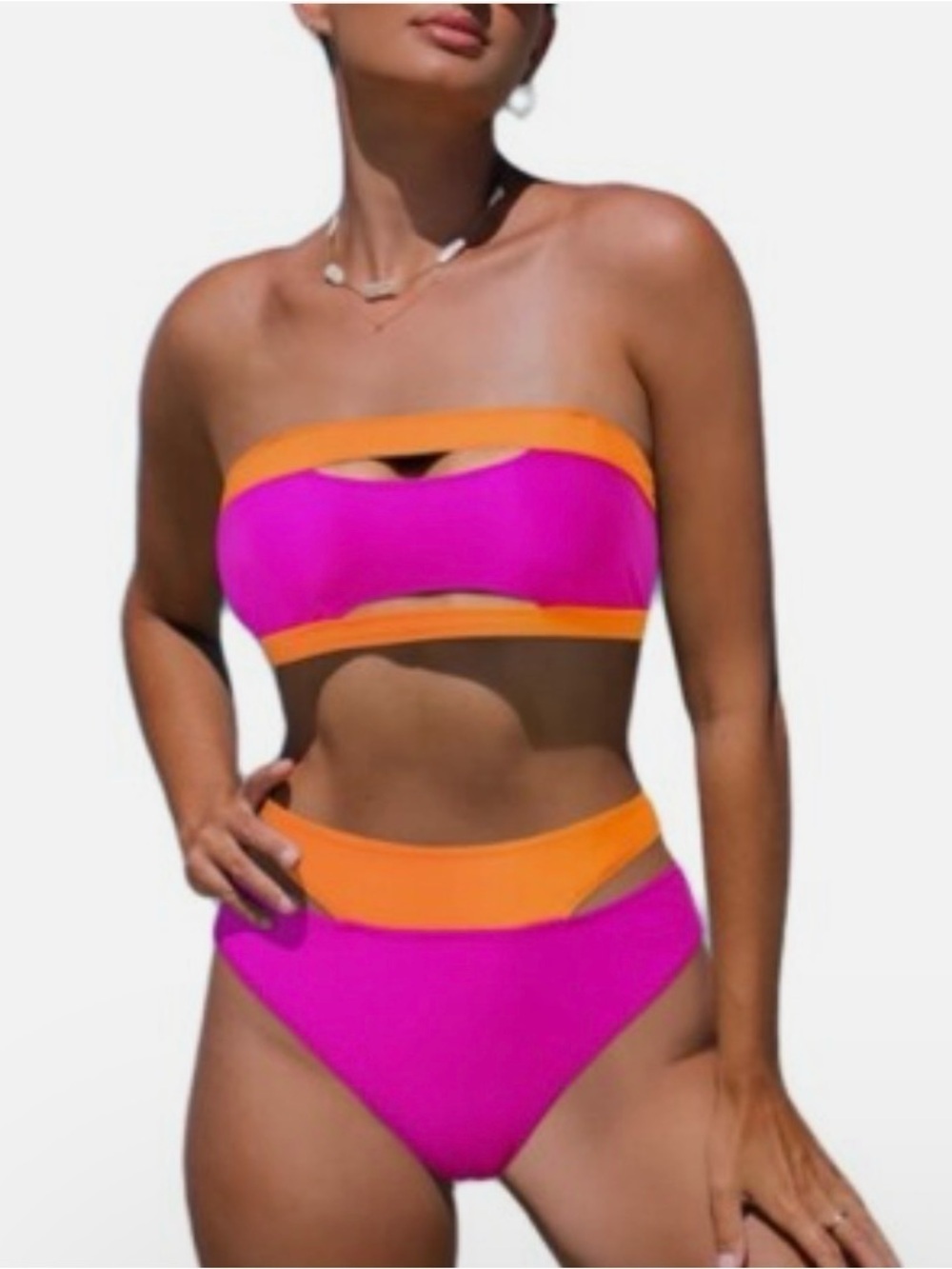 PC Swimsuit Bikini Neon Padded Bra Lined size xlg 072
